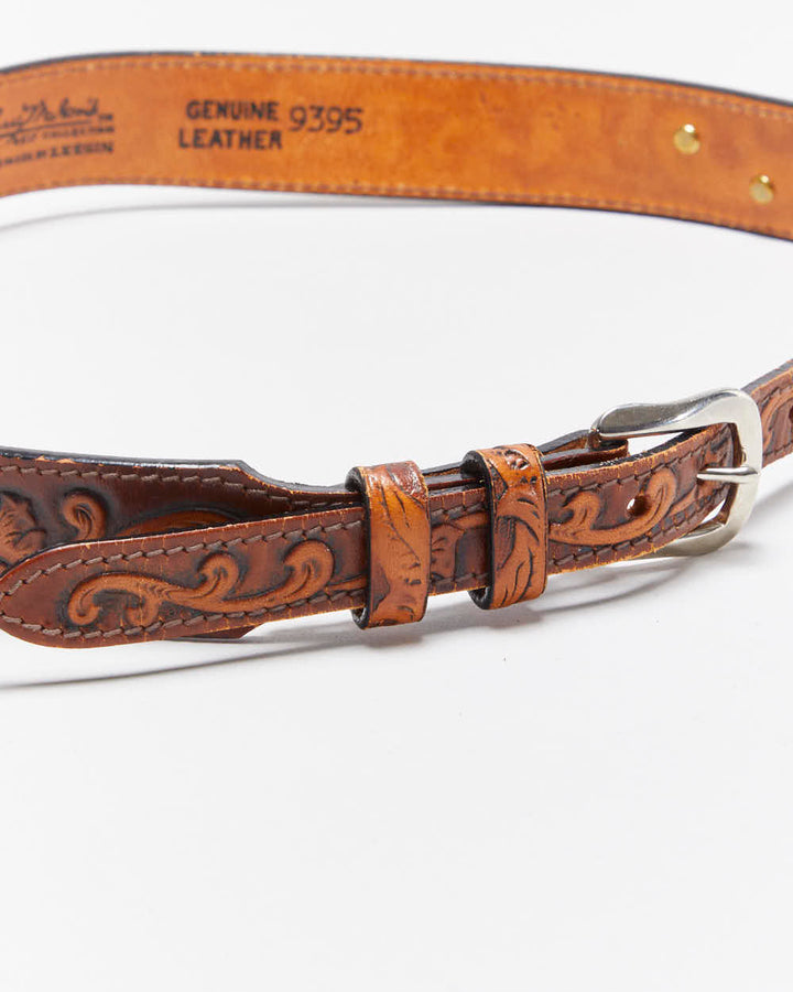 Vintage Larry Mahan Western Tooled Leather Belt - W27.5-W30.5