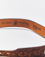 Vintage Larry Mahan Western Tooled Leather Belt - W27.5-W30.5