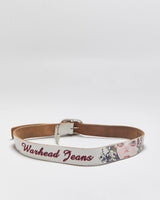 Vintage Y2k 2000s Warhead Jeans Rhinestone Studded Leather Belt - W32-W36