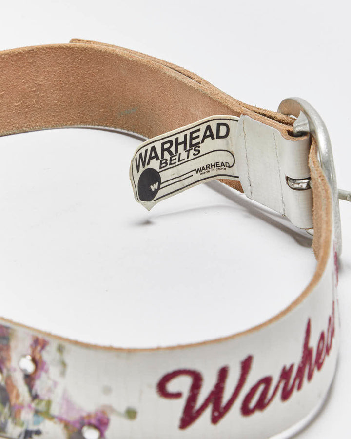 Vintage Y2k 2000s Warhead Jeans Rhinestone Studded Leather Belt - W32-W36