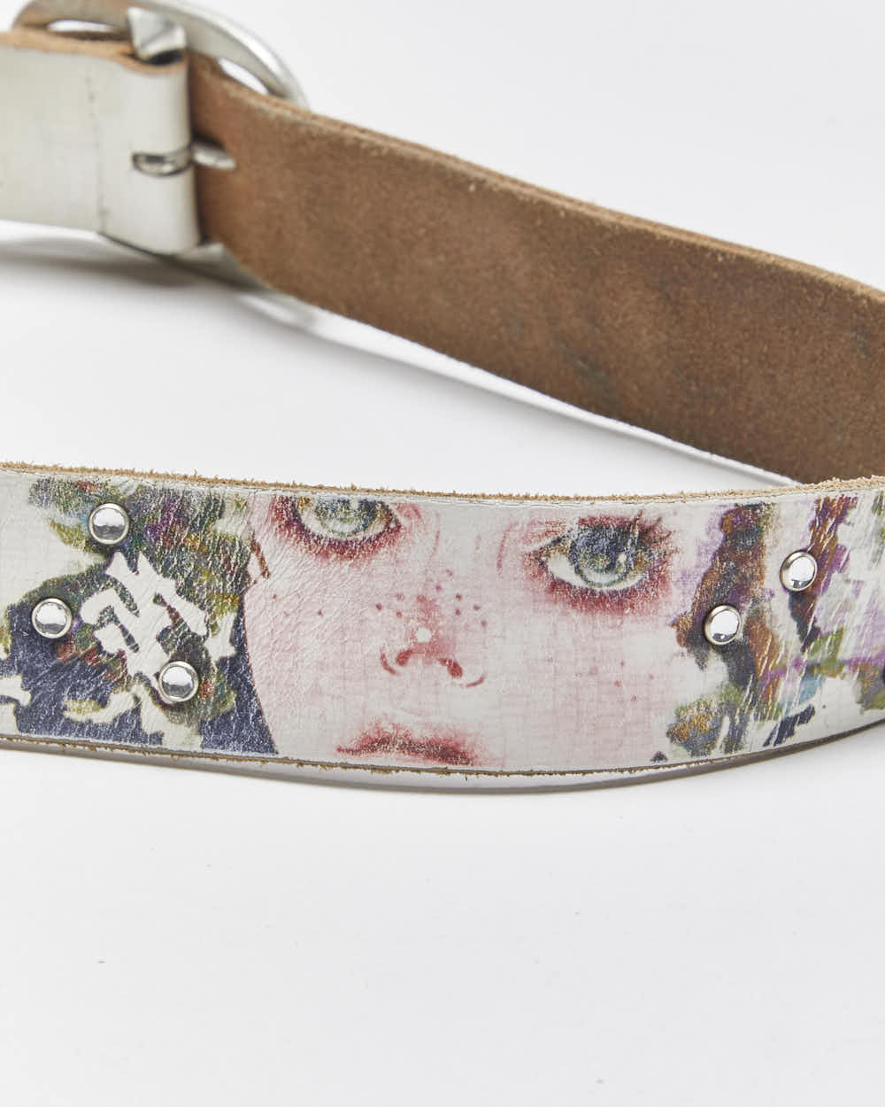 Vintage Y2k 2000s Warhead Jeans Rhinestone Studded Leather Belt - W32-W36