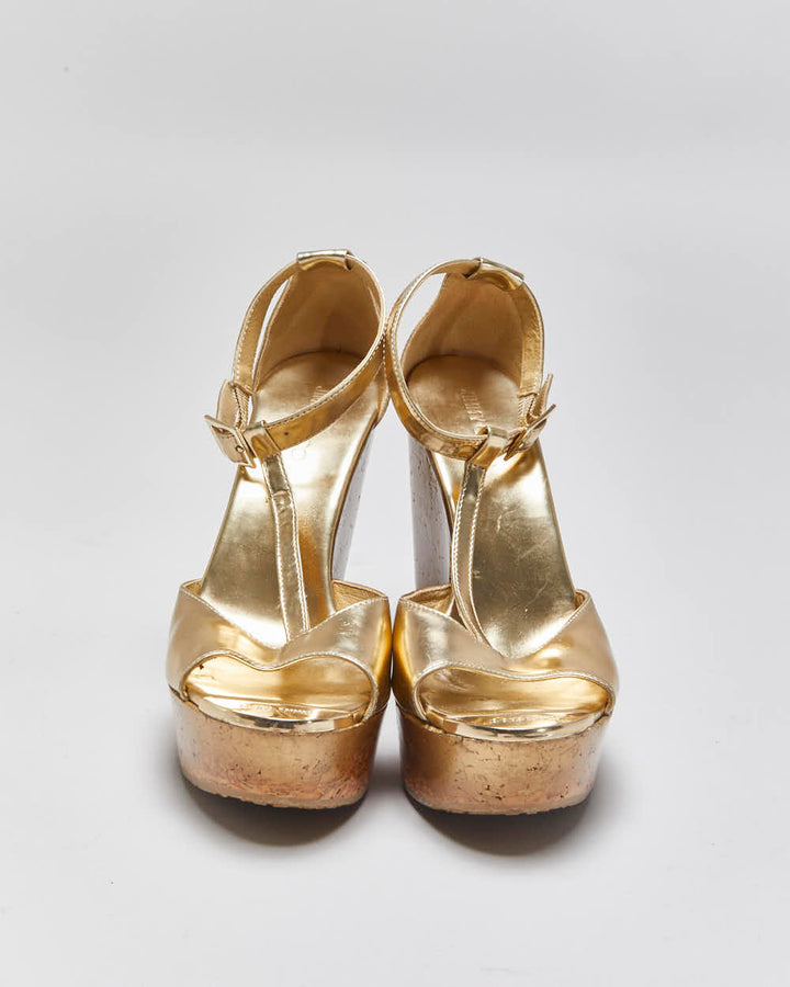 Vintage Jimmy Choo Gold Patent Wedges - UK5.5