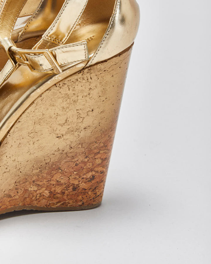Vintage Jimmy Choo Gold Patent Wedges - UK5.5