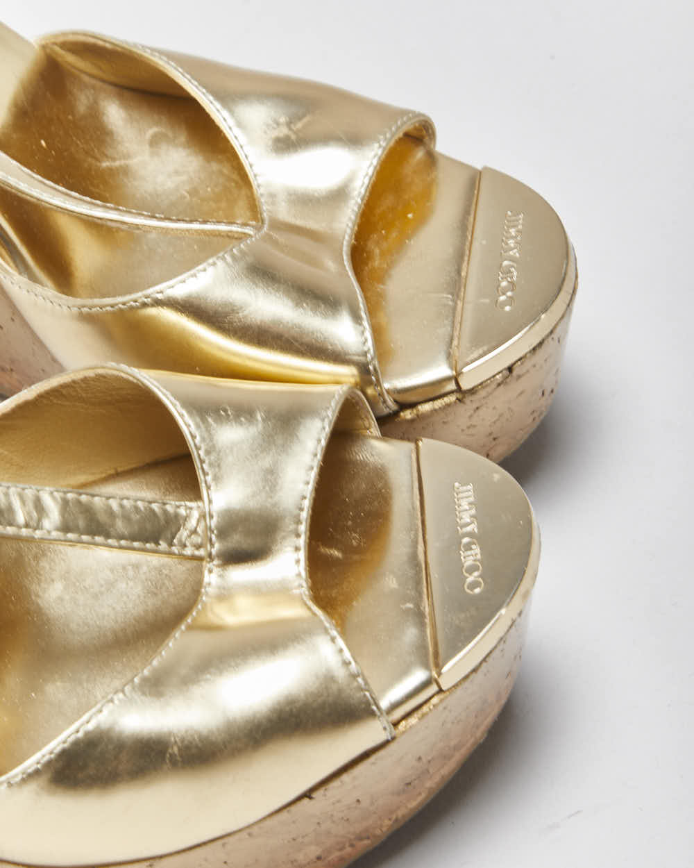 Vintage Jimmy Choo Gold Patent Wedges - UK5.5