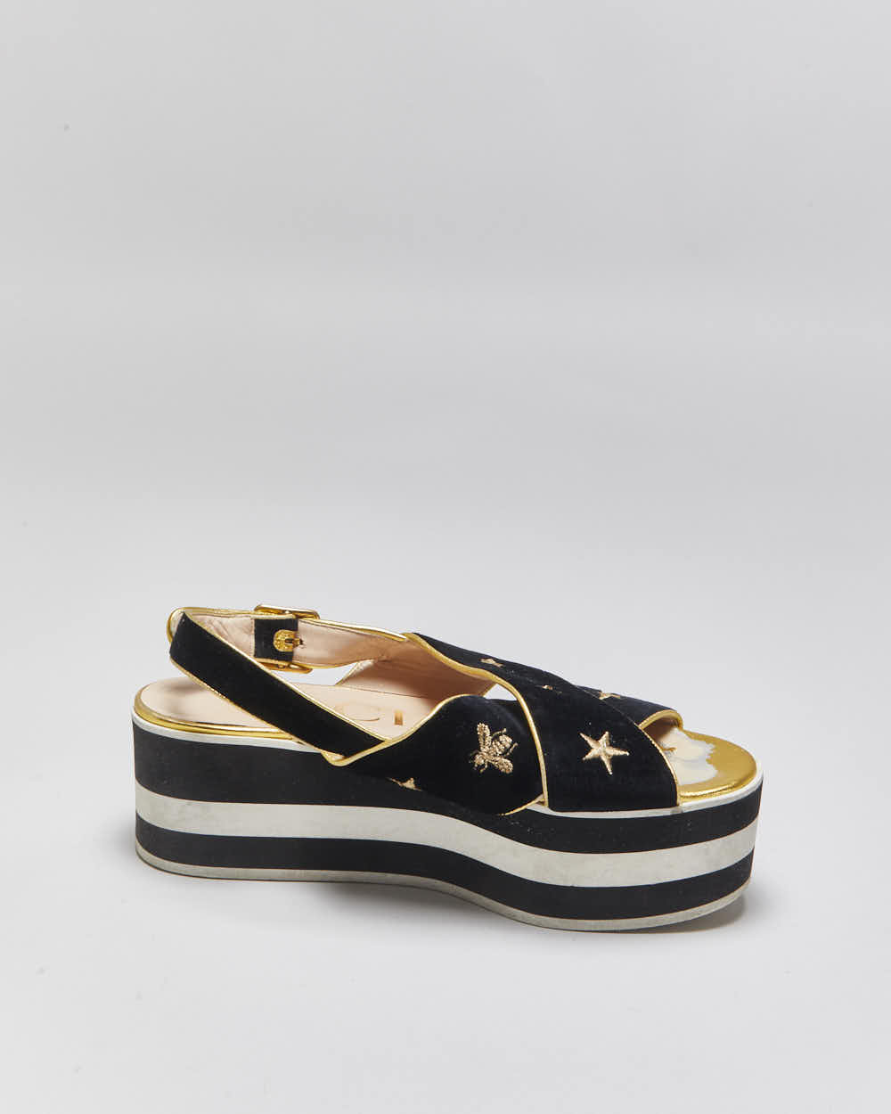Vintage Gucci Peggy Bee &amp; Star Platform Sandals - UK5.5