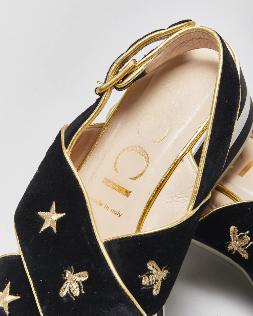 Vintage Gucci Peggy Bee &amp; Star Platform Sandals - UK5.5