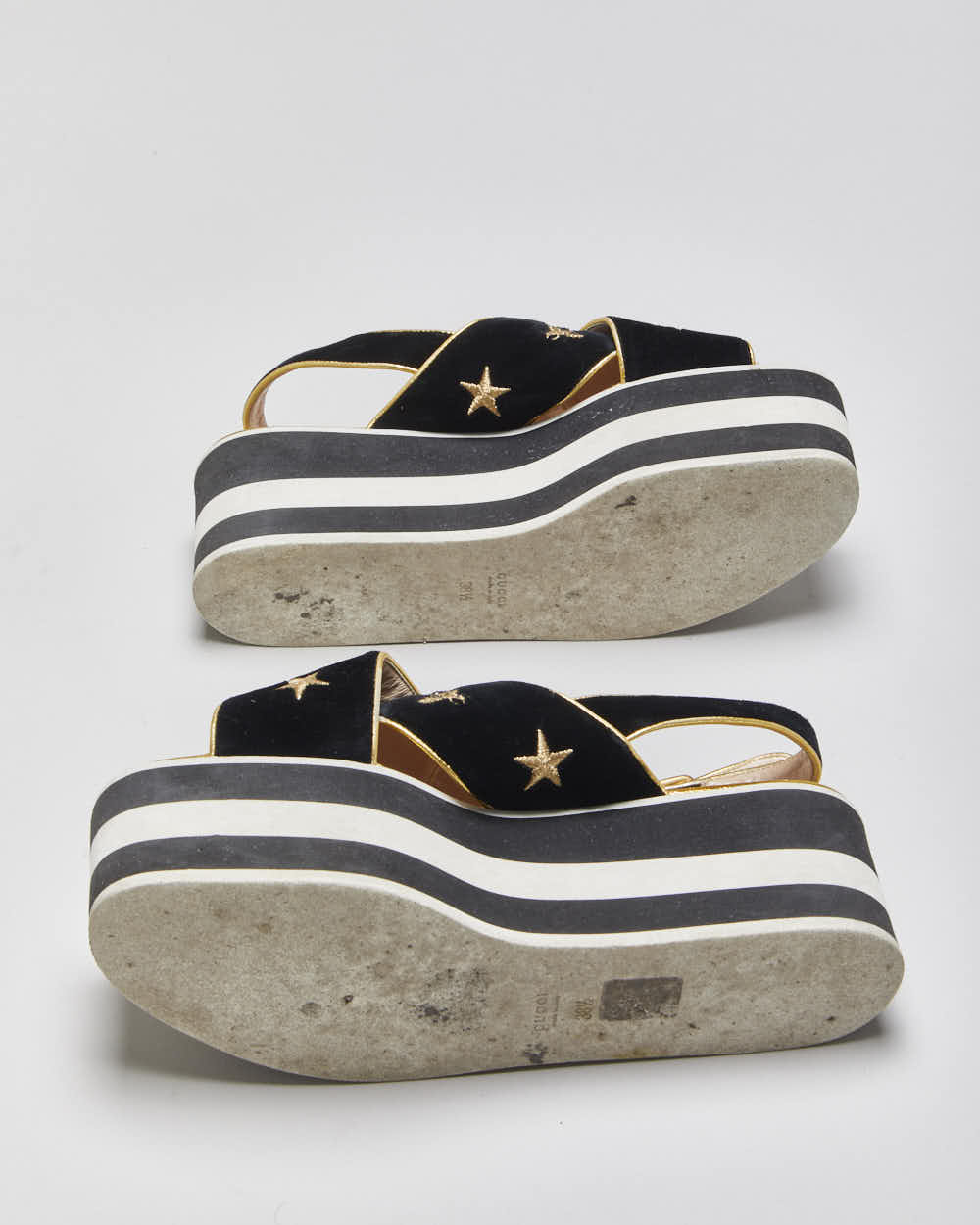 Vintage Gucci Peggy Bee &amp; Star Platform Sandals - UK5.5