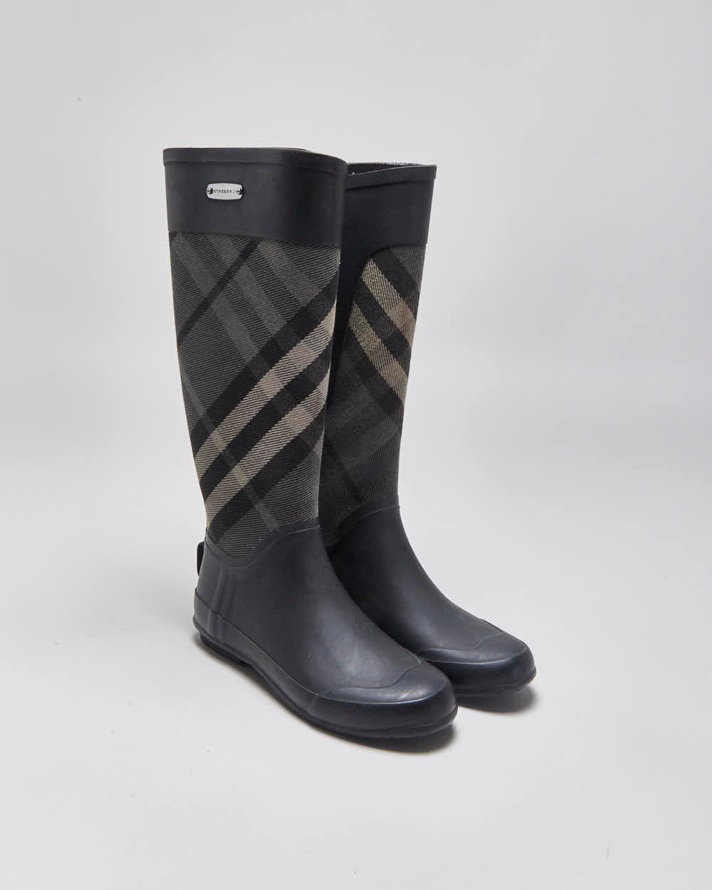 Vintage Burberry Check Wellington Rain Boots - UK3