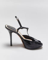 Vintage Christian Dior Snake Print Patent Leather T-strap Platform Heels - UK4