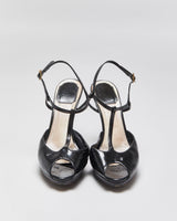 Vintage Christian Dior Snake Print Patent Leather T-strap Platform Heels - UK4