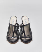 Vintage Prada Mesh Slip On Lucite Heeled Mules - UK3