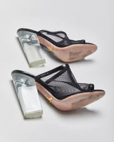 Vintage Prada Mesh Slip On Lucite Heeled Mules - UK3