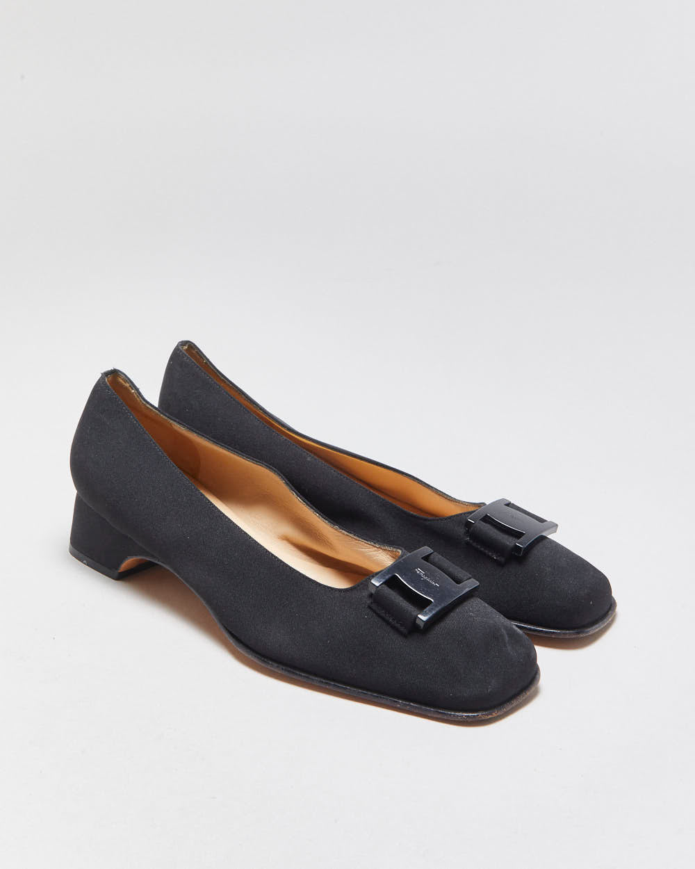 Vintage Salvatore Ferragamo Fabric Square Hoe heeled Shoes - UK6