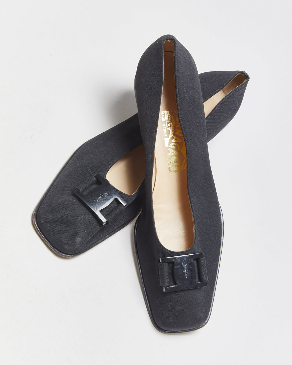 Vintage Salvatore Ferragamo Fabric Square Hoe heeled Shoes - UK6