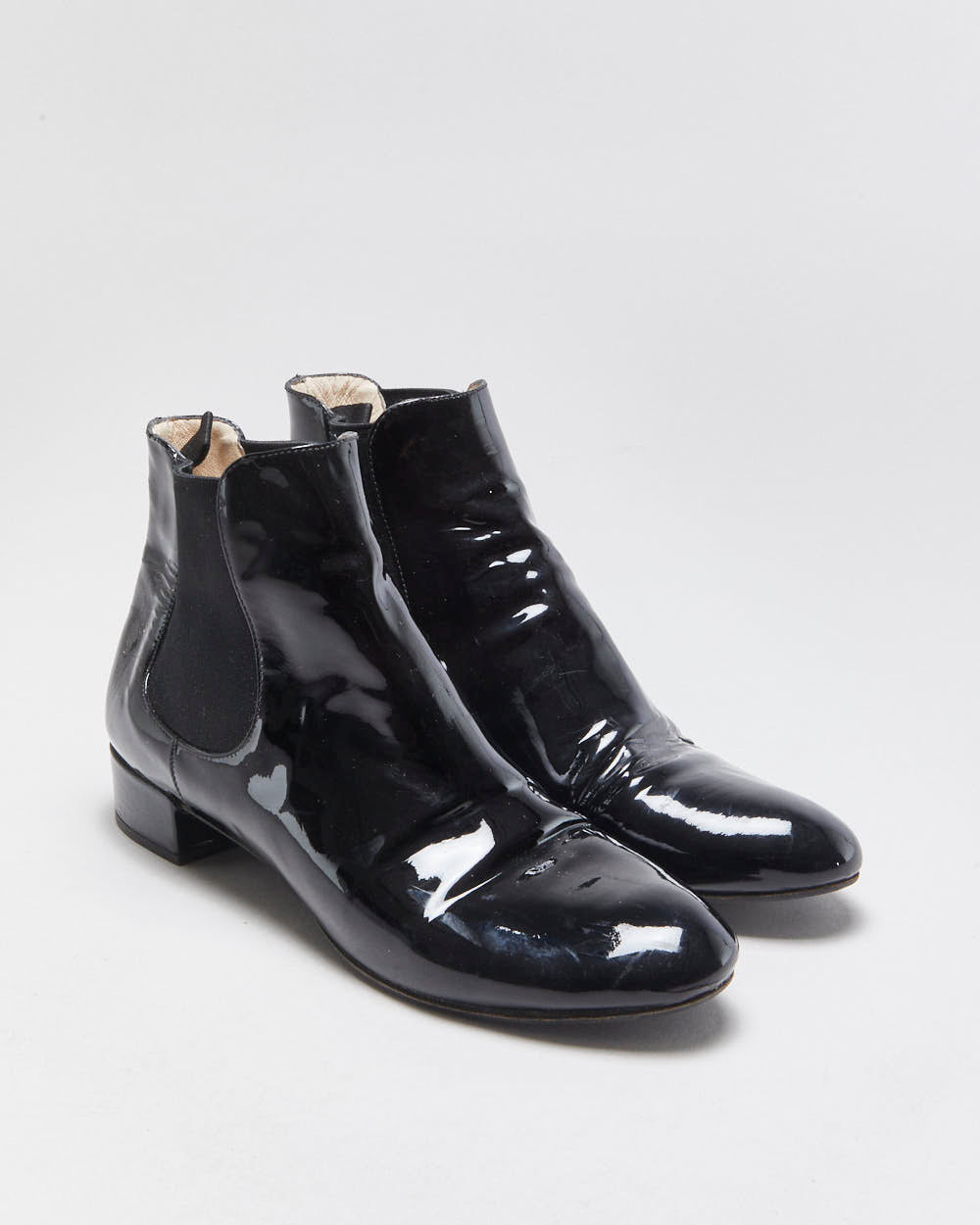 Vintage Prada Patent Leather Chelsea Boots - UK6