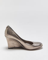 Vintage 2000s Gucci Bronze Metallic Wedge Heels - UK5