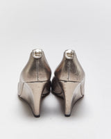 Vintage 2000s Gucci Bronze Metallic Wedge Heels - UK5
