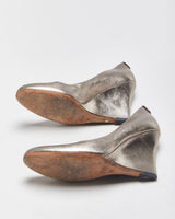 Vintage 2000s Gucci Bronze Metallic Wedge Heels - UK5