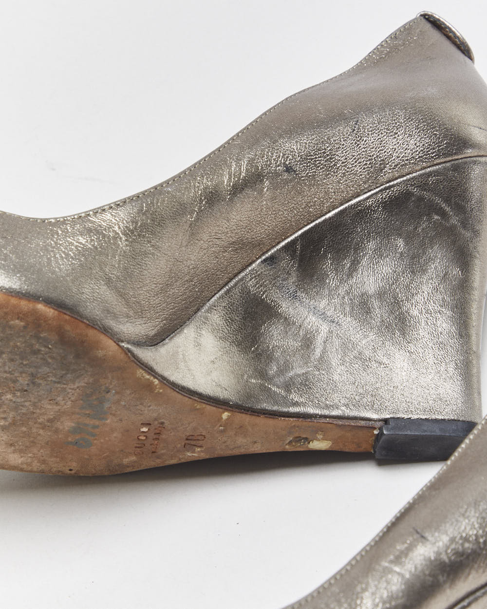 Vintage 2000s Gucci Bronze Metallic Wedge Heels - UK5
