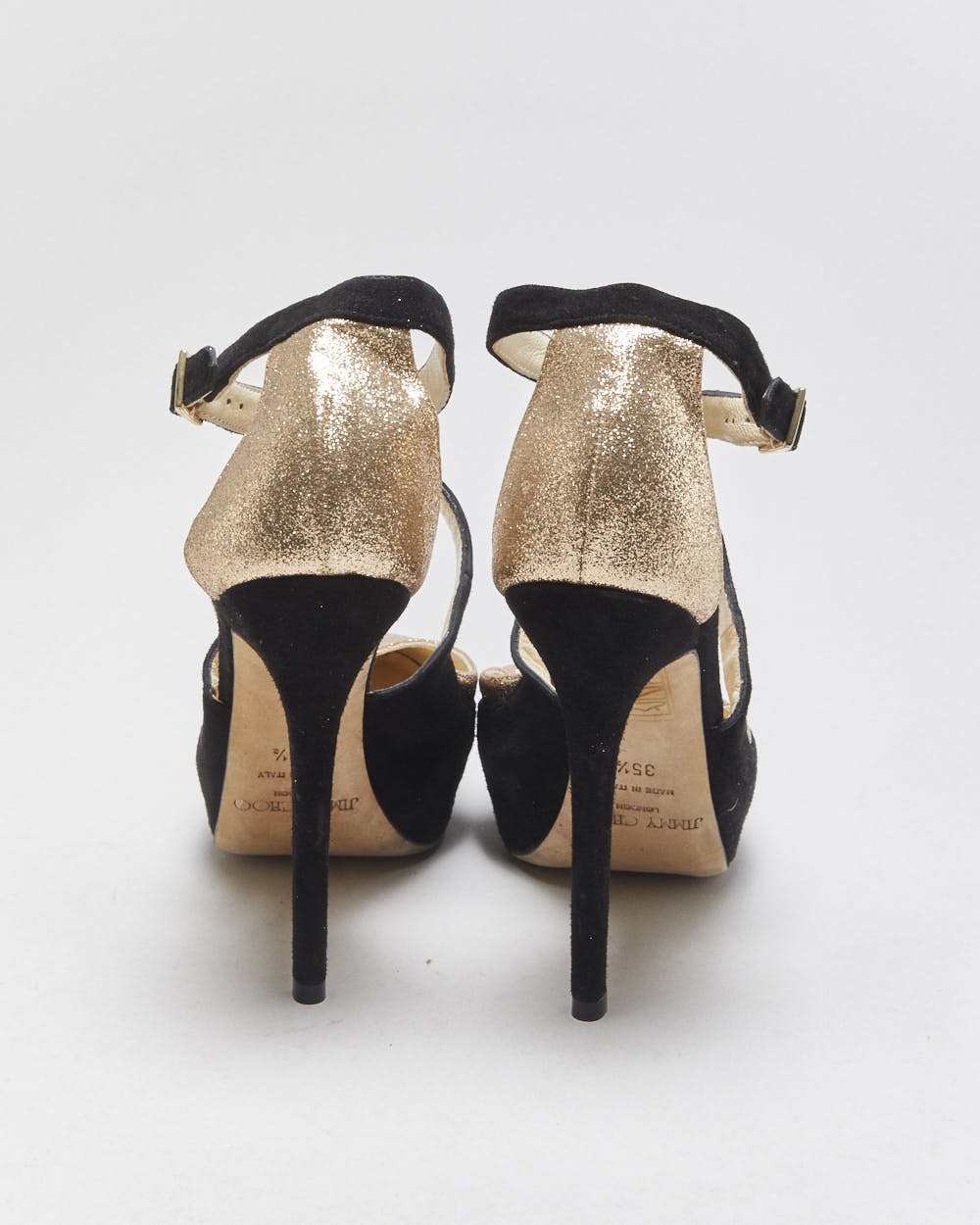 Jimmy Choo Tulip Glitter Suede Platform Heels - UK2.5