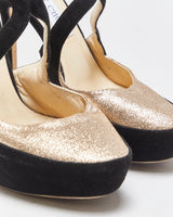 Jimmy Choo Tulip Glitter Suede Platform Heels - UK2.5