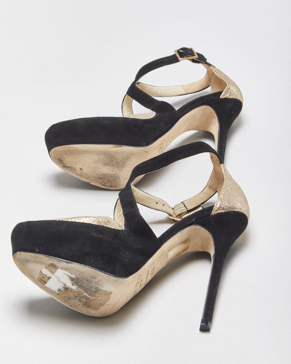 Jimmy Choo Tulip Glitter Suede Platform Heels - UK2.5