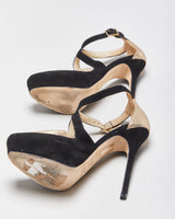 Jimmy Choo Tulip Glitter Suede Platform Heels - UK2.5
