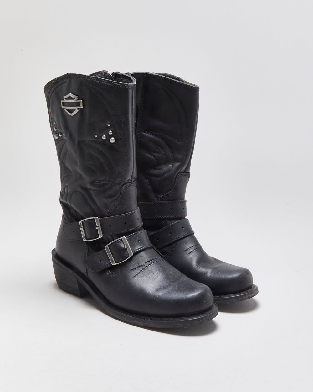 Vintage Harley Davdison Kayla Studded Leather Biker Boots - UK6