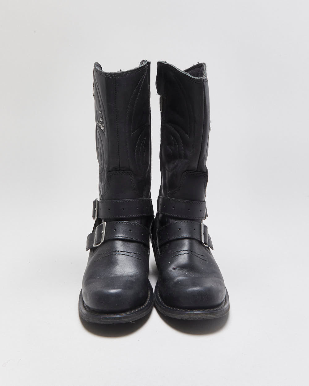 Vintage Harley Davdison Kayla Studded Leather Biker Boots - UK6