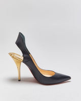 Christian Louboutin Survivita Spiked Leather Slingback 10 Pumps - UK8
