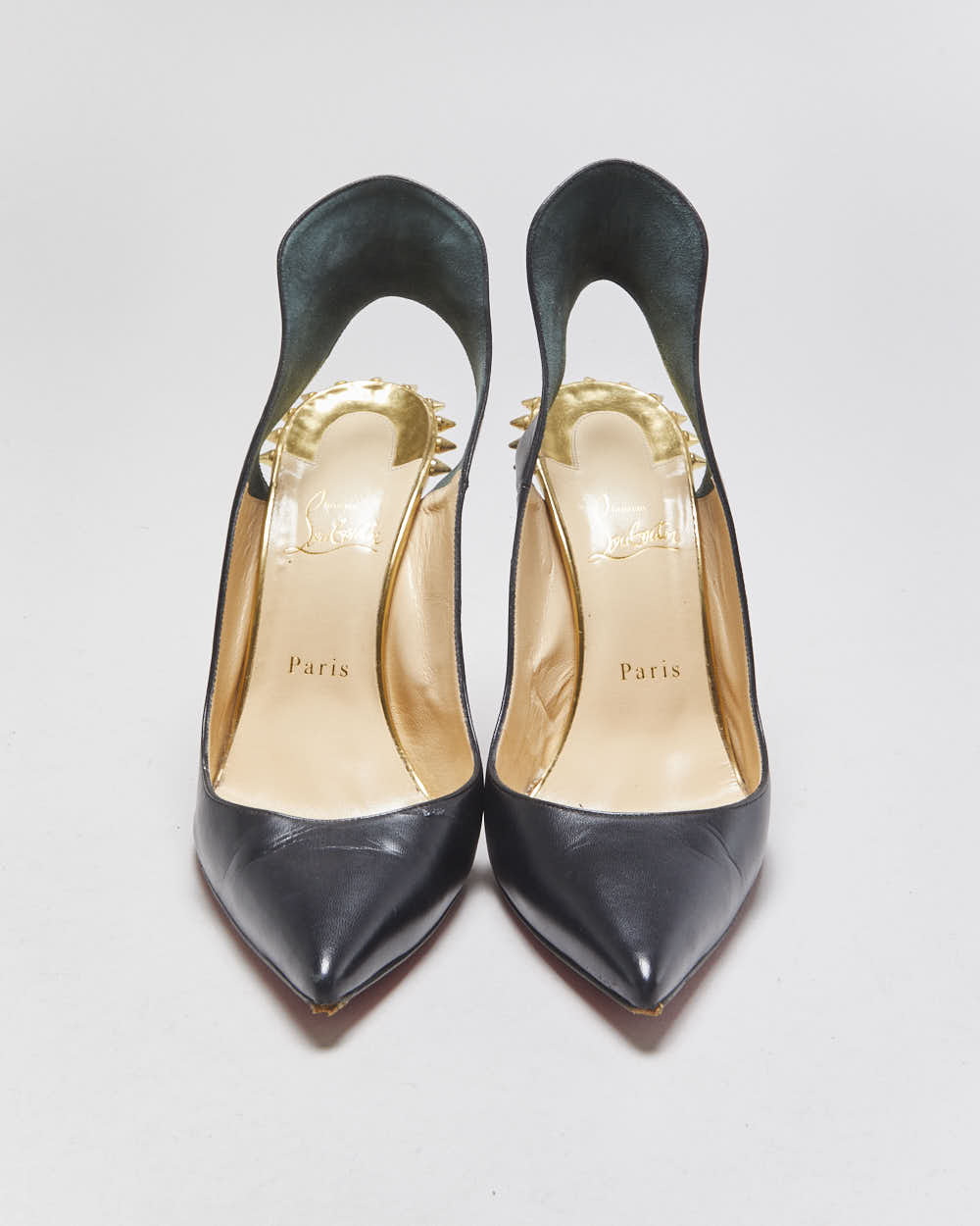 Christian Louboutin Survivita Spiked Leather Slingback 10 Pumps - UK8