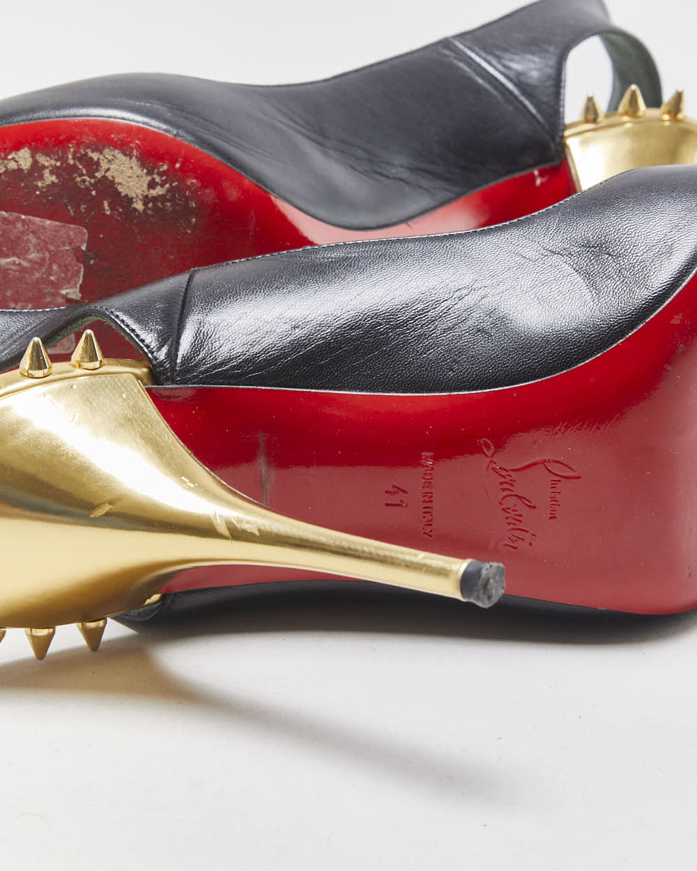 Christian Louboutin Survivita Spiked Leather Slingback 10 Pumps - UK8