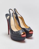 Christian Louboutin Lady Peep Slingback Glitter Platform heels - UK4
