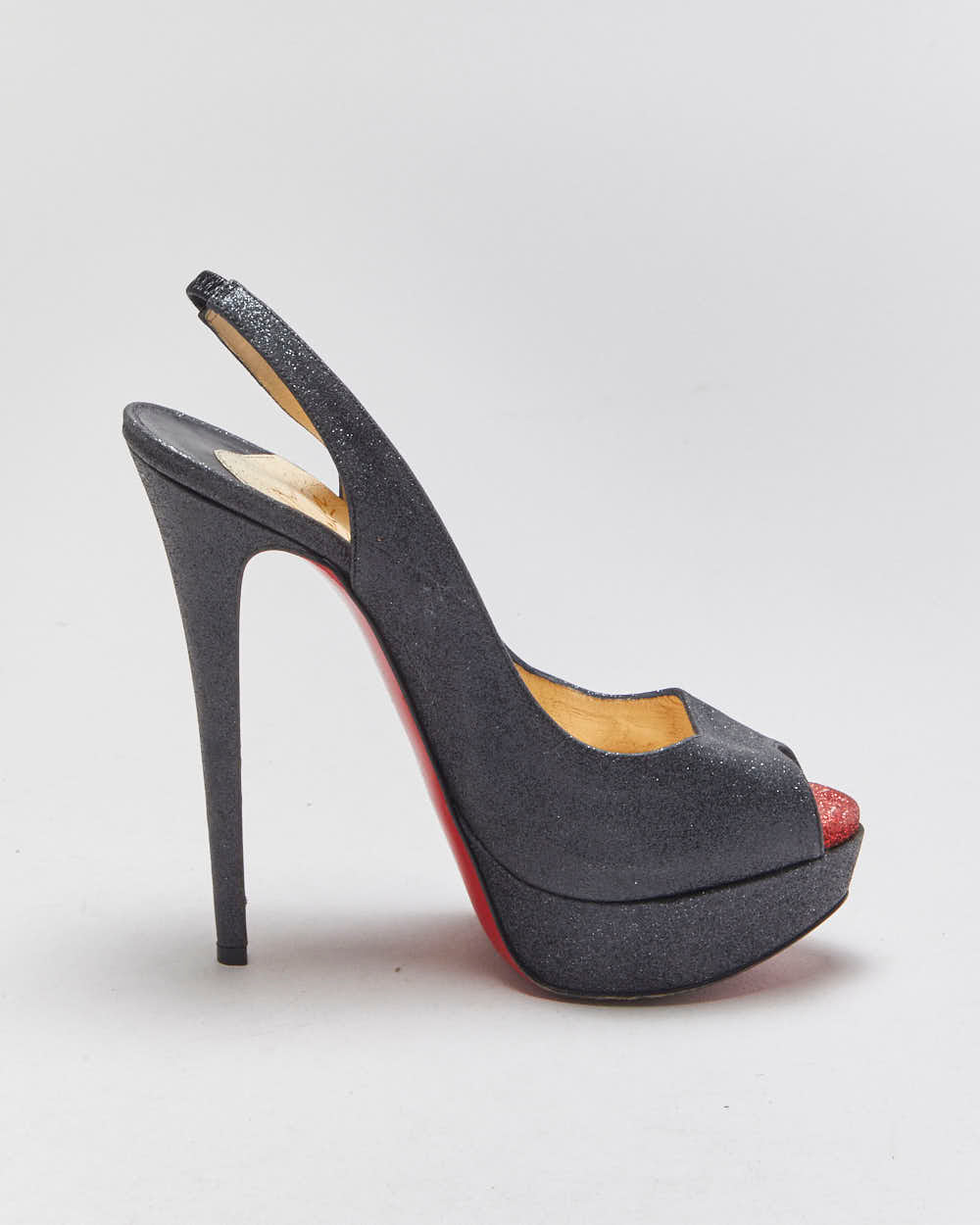 Christian Louboutin Lady Peep Slingback Glitter Platform heels - UK4