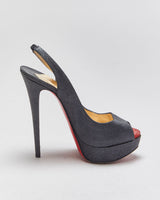 Christian Louboutin Lady Peep Slingback Glitter Platform heels - UK4