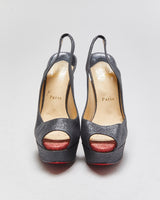Christian Louboutin Lady Peep Slingback Glitter Platform heels - UK4