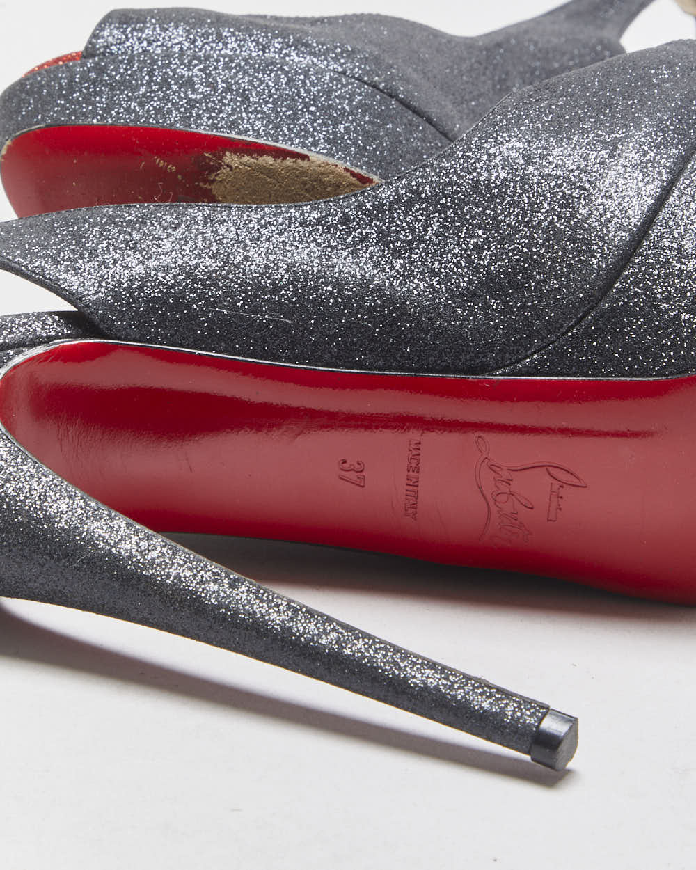 Christian Louboutin Lady Peep Slingback Glitter Platform heels - UK4