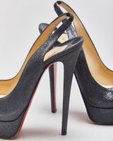 Christian Louboutin Lady Peep Slingback Glitter Platform heels - UK4