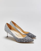 Jimmy Choo Romy 60 Dust Blue Glitter Heels - UK5
