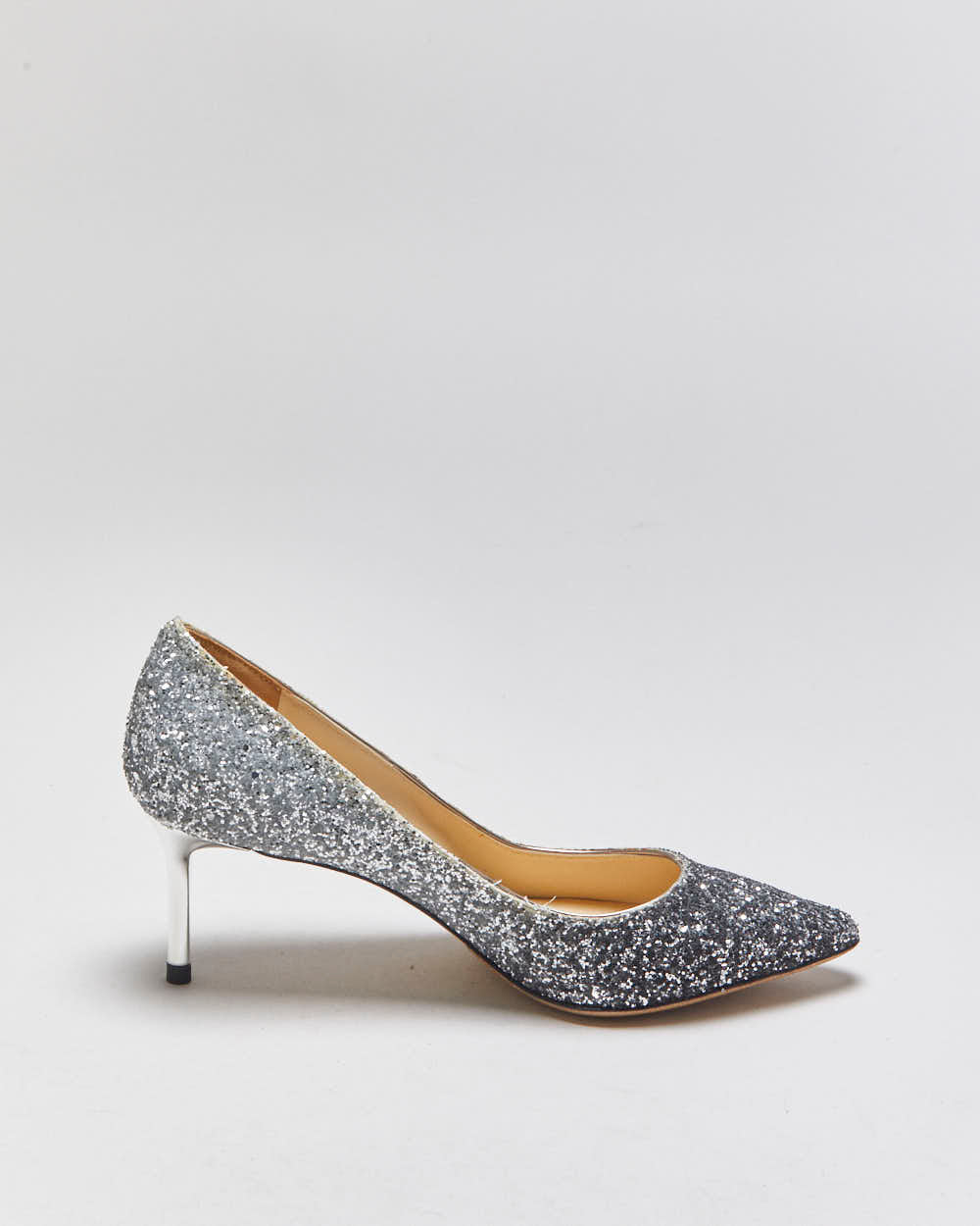Jimmy Choo Romy 60 Dust Blue Glitter Heels - UK5