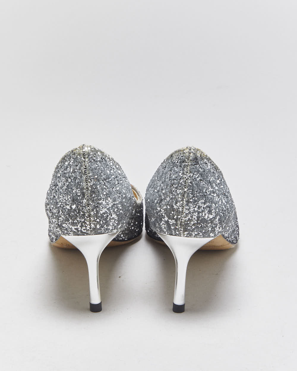 Jimmy Choo Romy 60 Dust Blue Glitter Heels - UK5