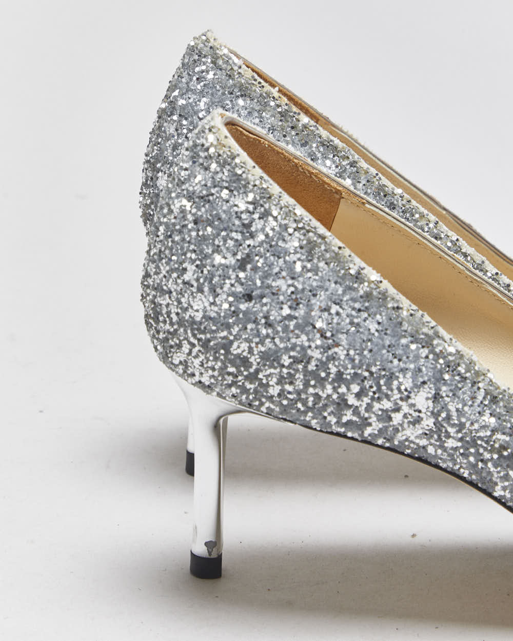 Jimmy Choo Romy 60 Dust Blue Glitter Heels - UK5