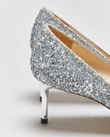 Jimmy Choo Romy 60 Dust Blue Glitter Heels - UK5