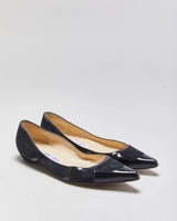 Jimmy Choo Patent &amp; Suede Pointed Ballet Flats - UK3
