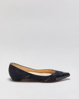 Jimmy Choo Patent &amp; Suede Pointed Ballet Flats - UK3
