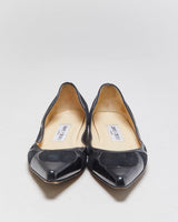 Jimmy Choo Patent &amp; Suede Pointed Ballet Flats - UK3