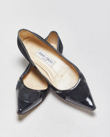 Jimmy Choo Patent &amp; Suede Pointed Ballet Flats - UK3