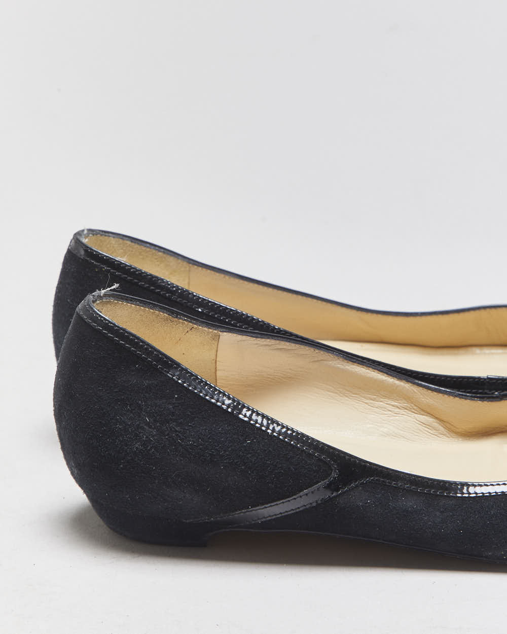 Jimmy Choo Patent &amp; Suede Pointed Ballet Flats - UK3