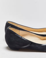 Jimmy Choo Patent &amp; Suede Pointed Ballet Flats - UK3