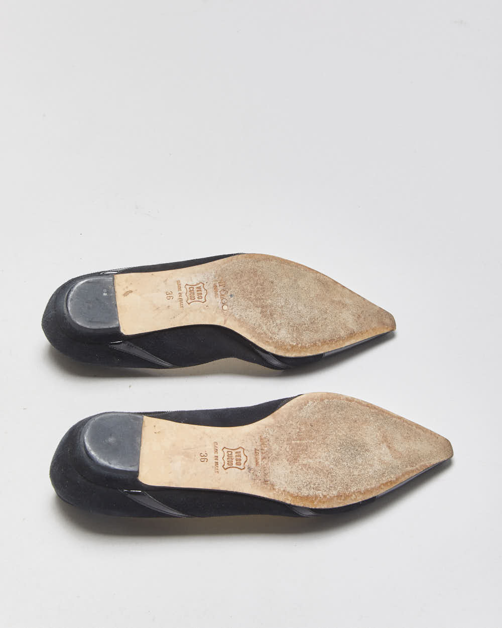 Jimmy Choo Patent &amp; Suede Pointed Ballet Flats - UK3
